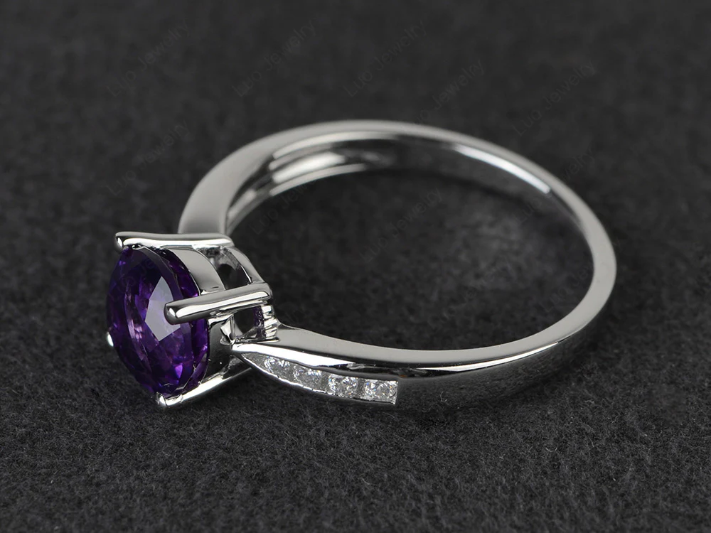 Amethyst Tapered Band Engagement Ring - Image 2