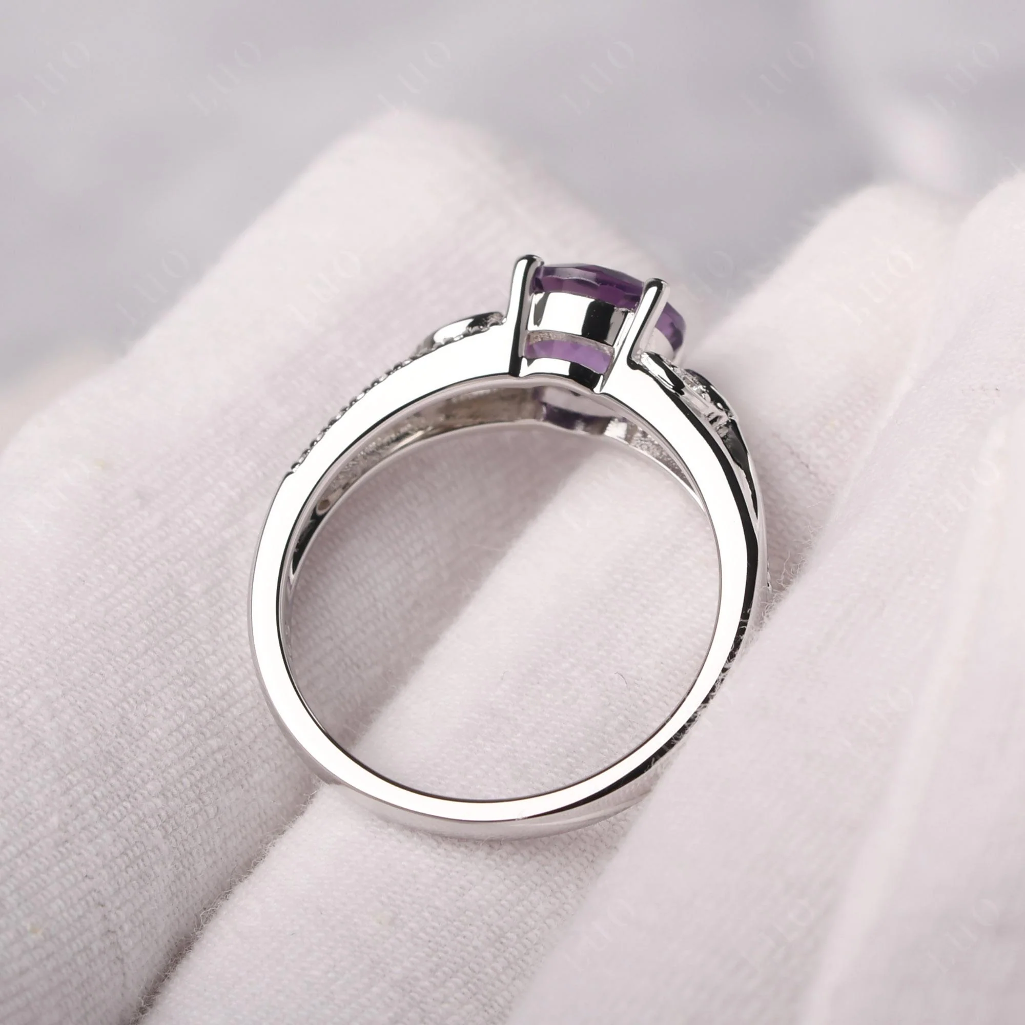 Leaf Inspired Amethyst Engagement Ring - Image 12