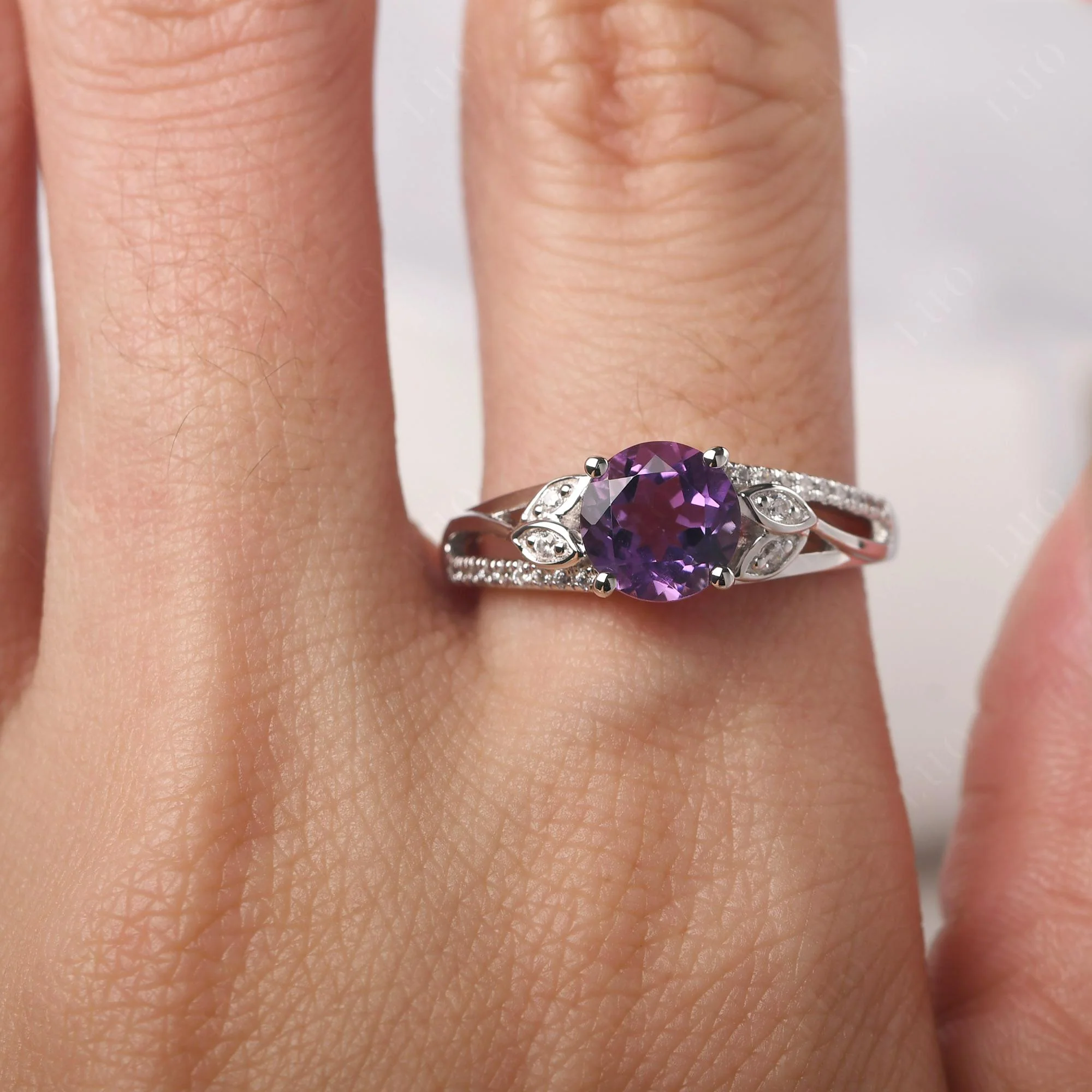 Leaf Inspired Amethyst Engagement Ring - Image 14