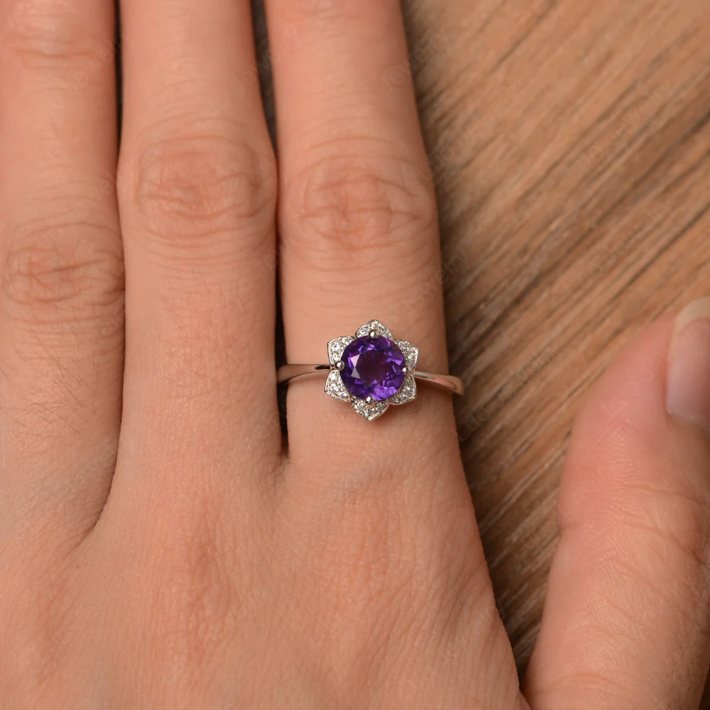 Amethyst Lotus Flower Ring - Image 4
