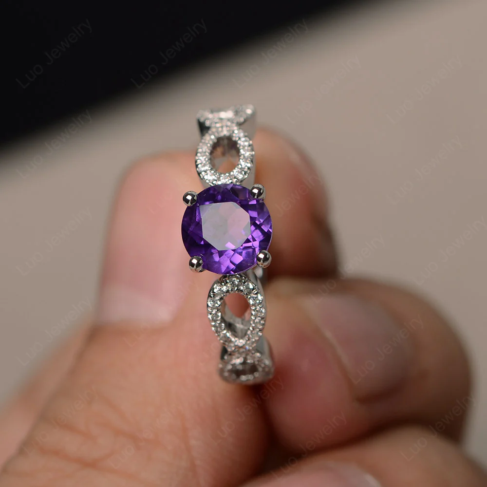 Amethyst Infinity Promise Rings