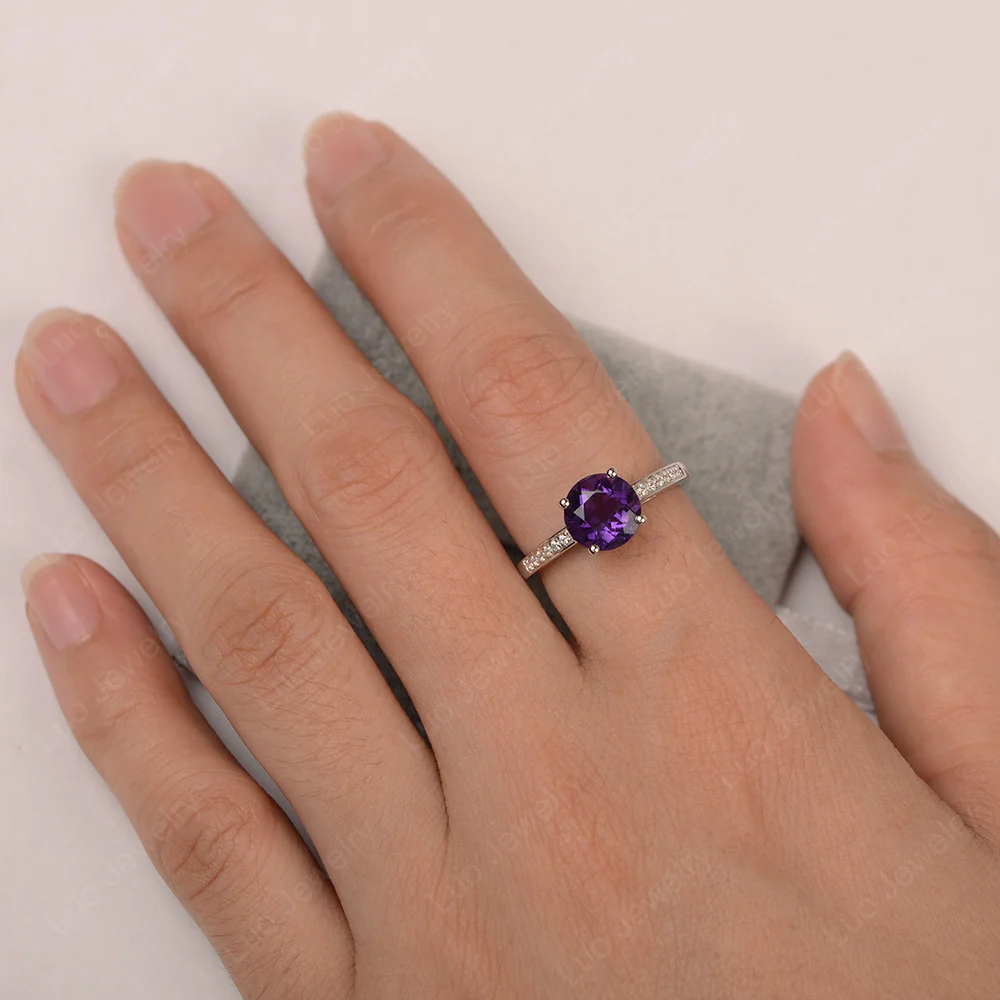 Round Cut Amethyst Ring - Image 2