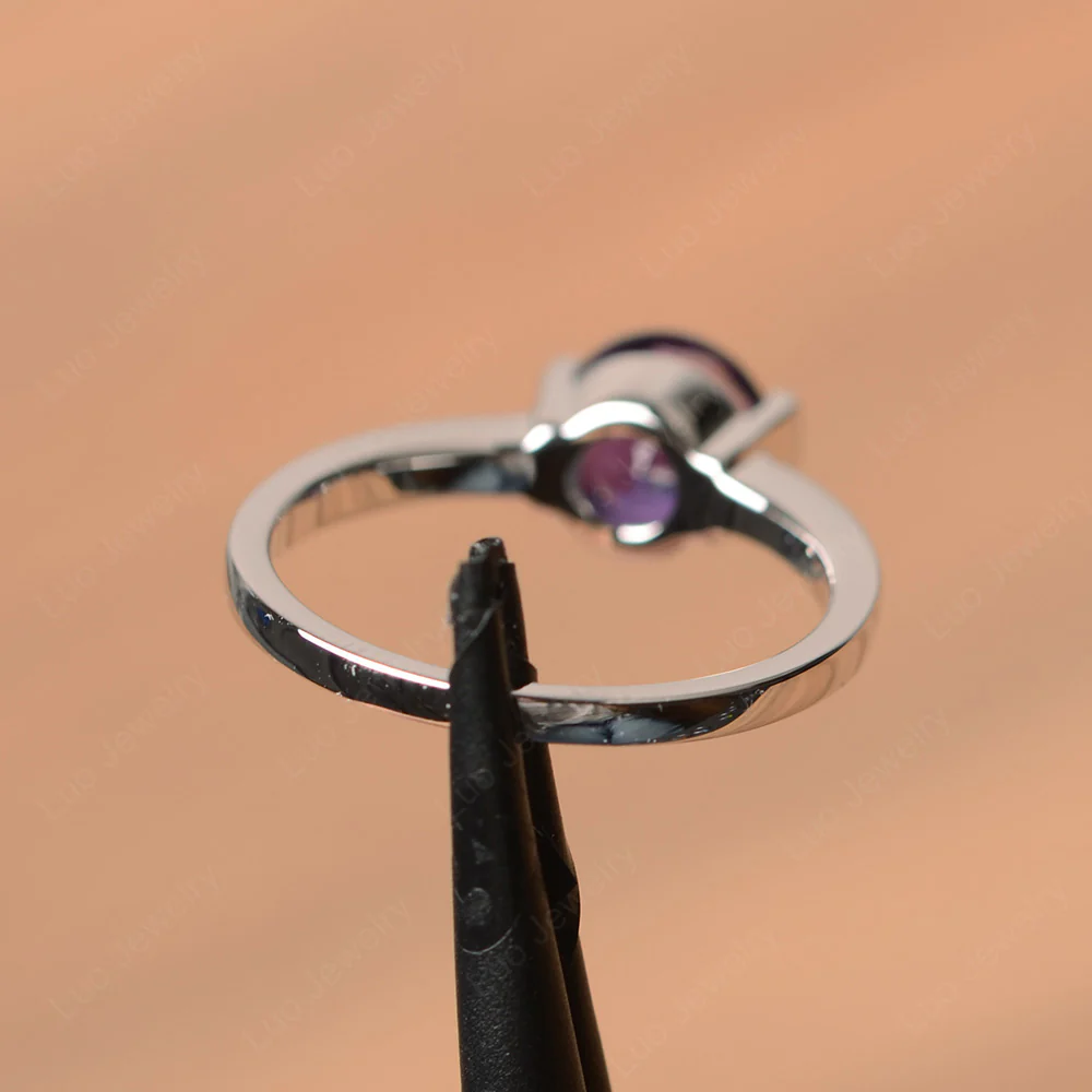 Amethyst Half Bezel Engagement Ring - Image 3
