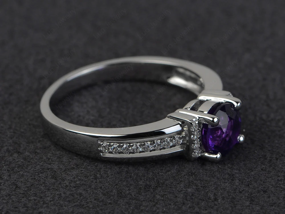Amethyst Triple Shank Engagement Ring - Image 2