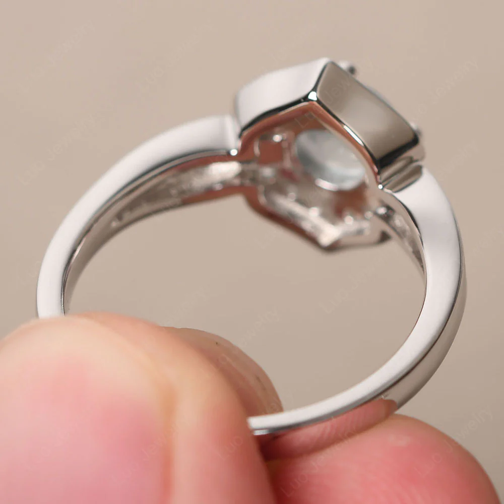 Round Cut Aquamarine Dainty Engagement Ring - Image 3