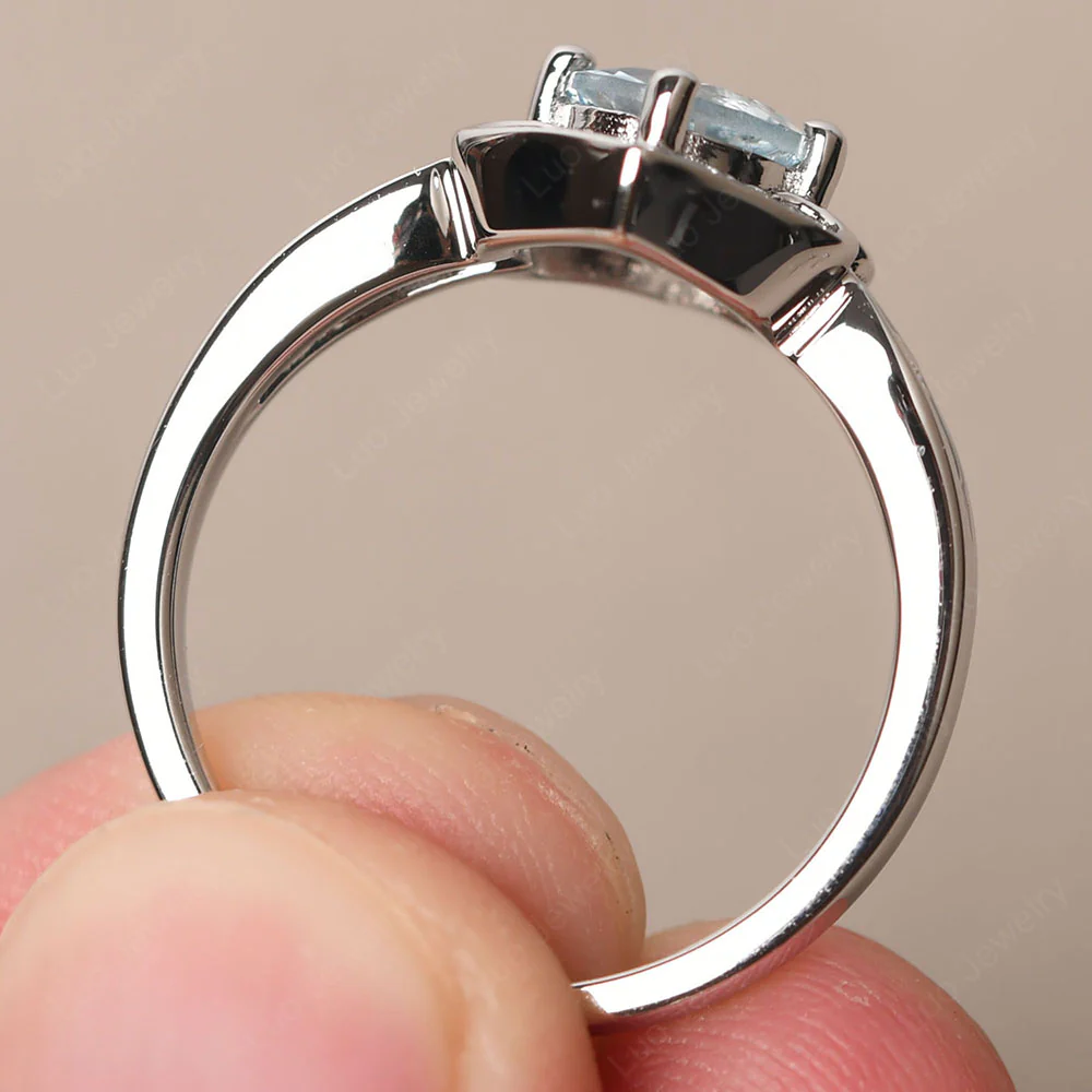 Round Cut Aquamarine Dainty Engagement Ring - Image 4