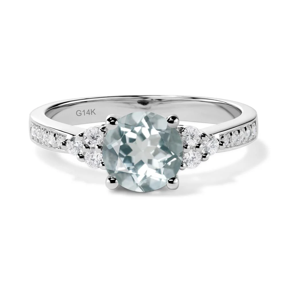 Round Cut Aquamarine Engagement Ring - Image 3