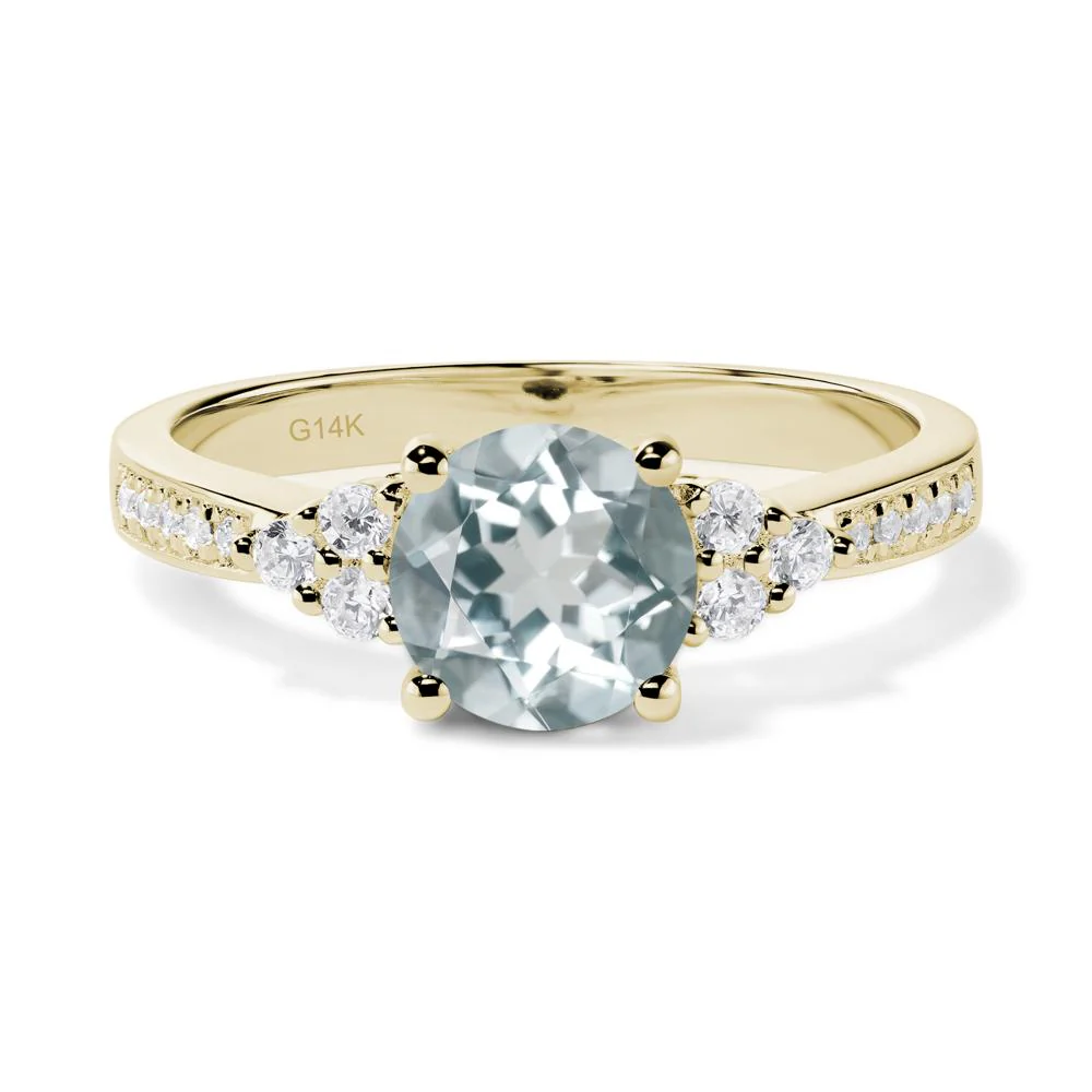Round Cut Aquamarine Engagement Ring - Image 4