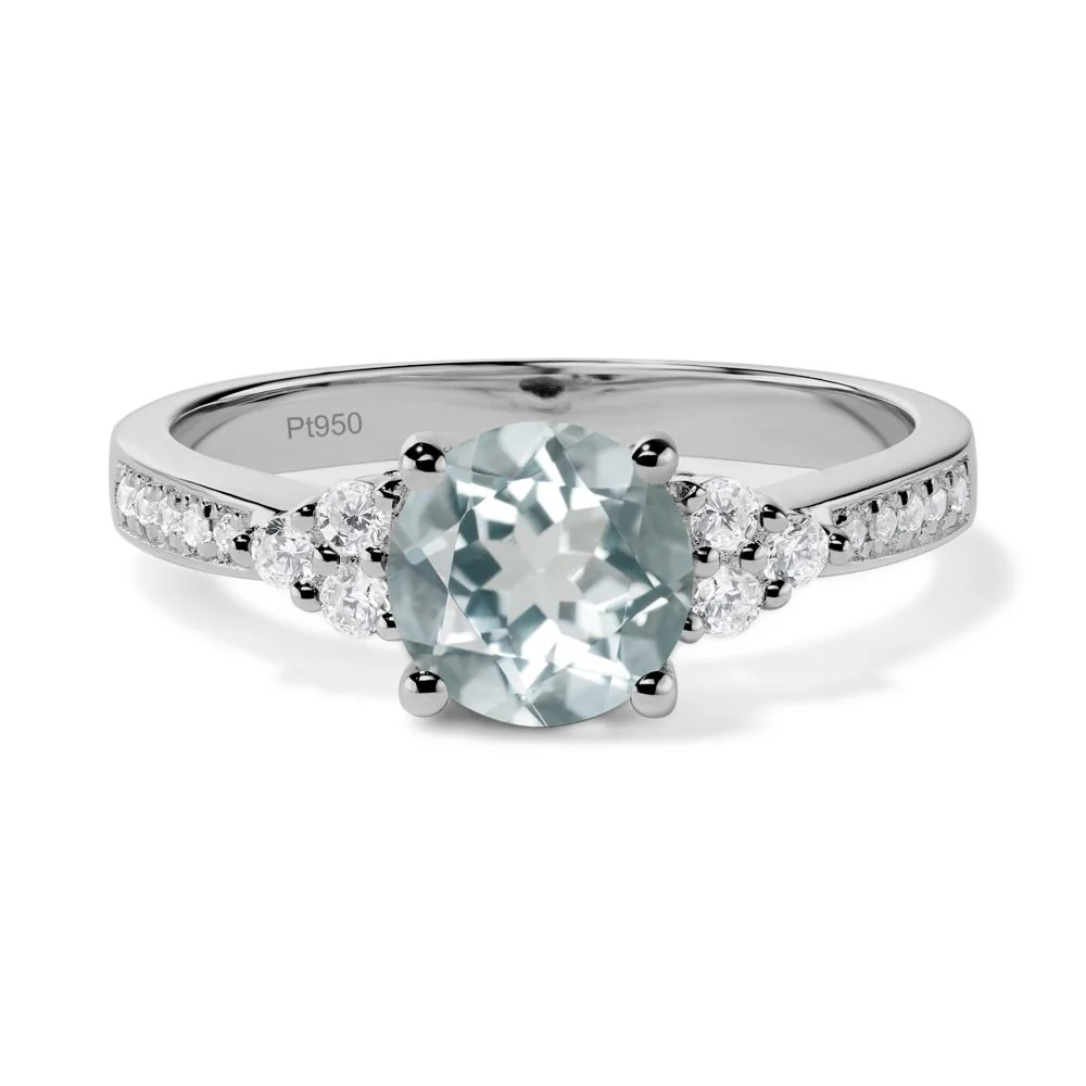 Round Cut Aquamarine Engagement Ring - Image 9