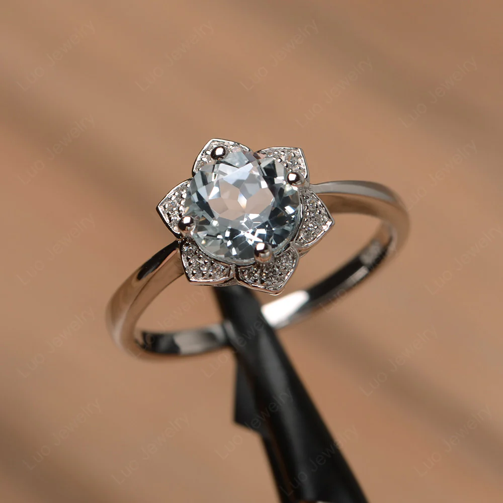 Aquamarine Lotus Ring