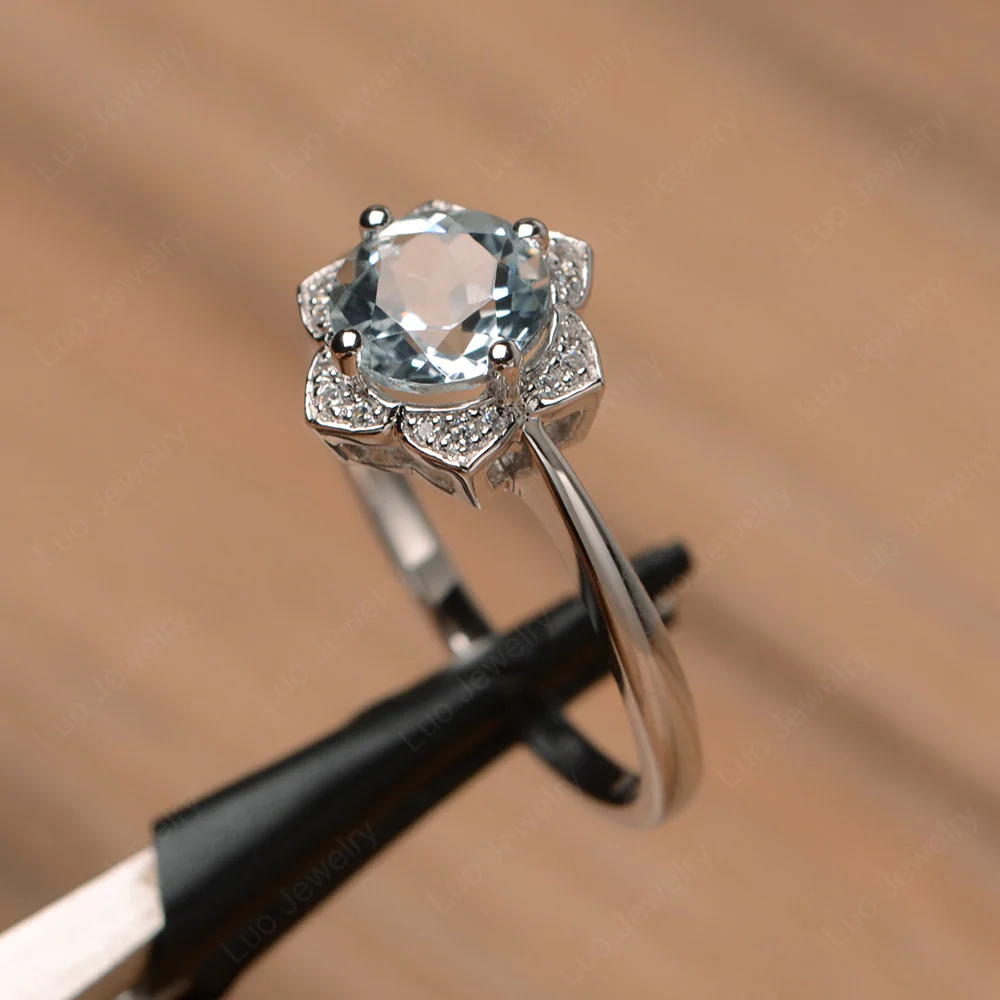 Aquamarine Lotus Ring - Image 2