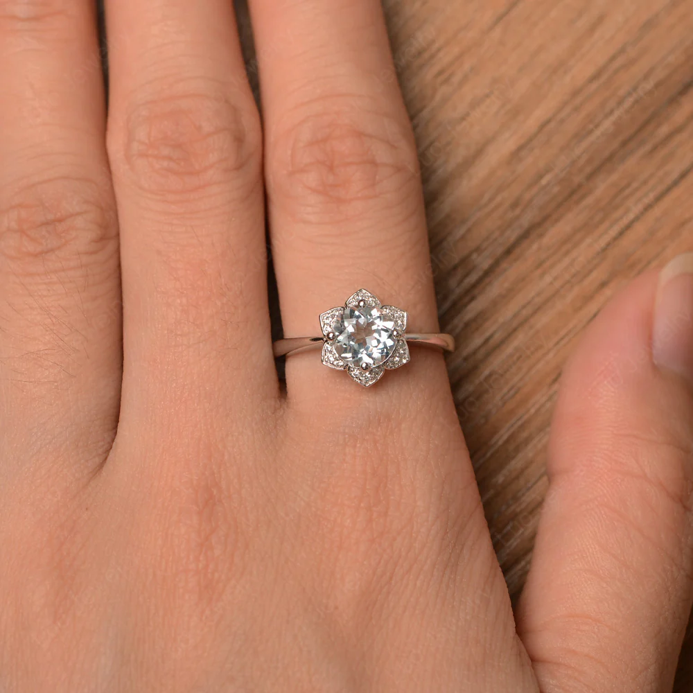 Aquamarine Lotus Ring - Image 4