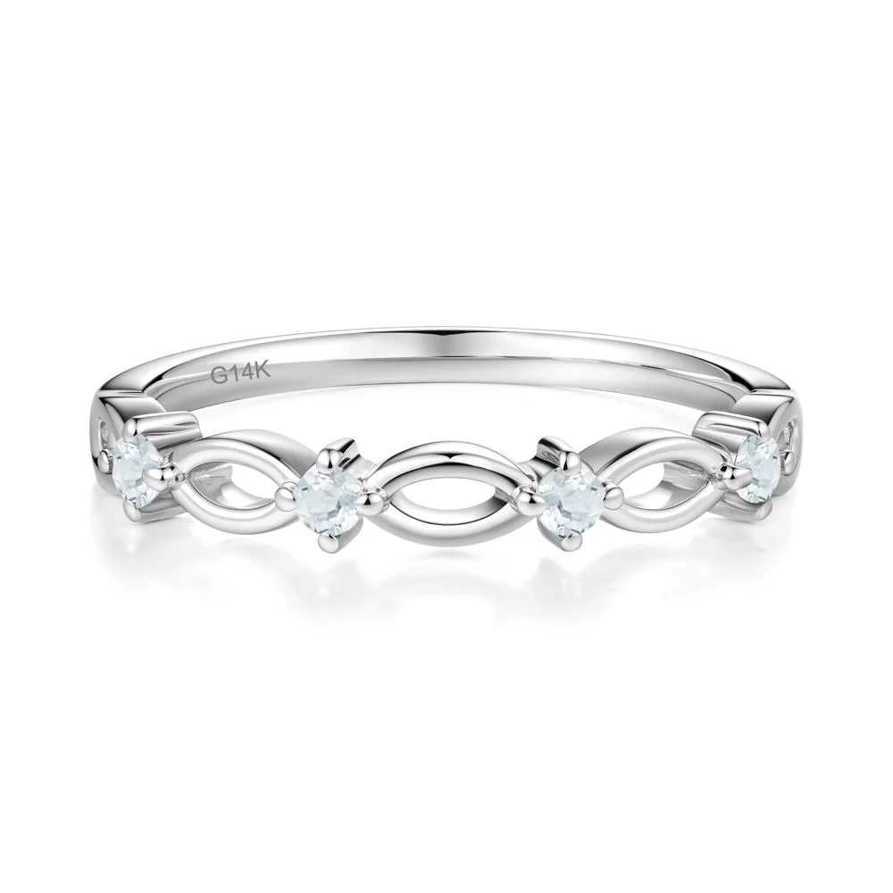 Round Cut Aquamarine Infinity Ring