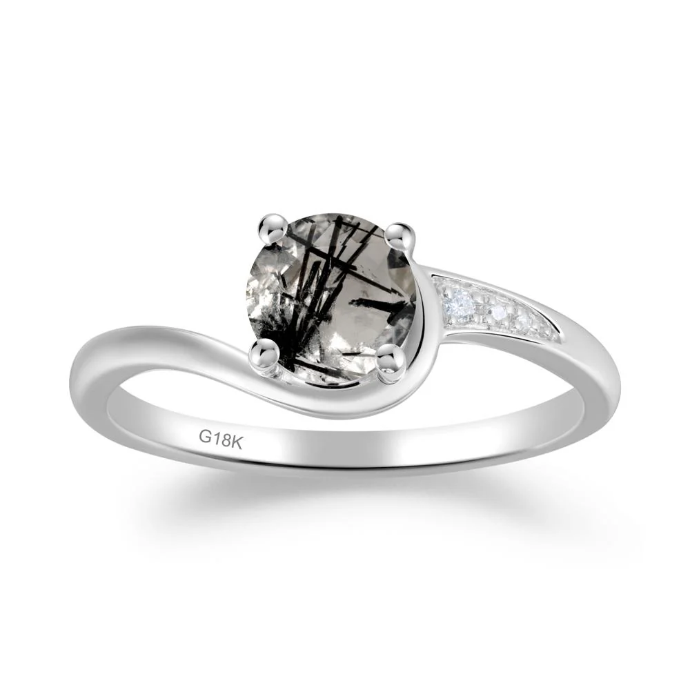 Round Cut Black Rutilated Quartz Bypass Ring - Image 6