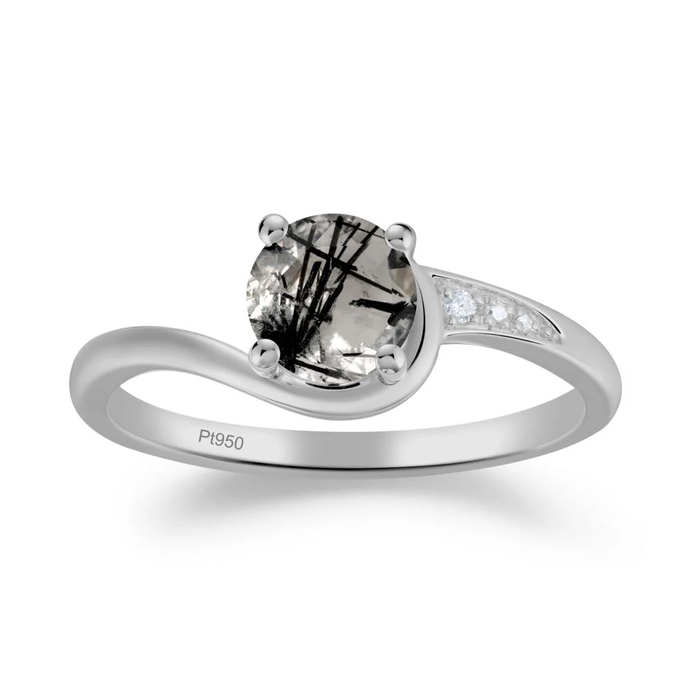 Round Cut Black Rutilated Quartz Bypass Ring - Image 7