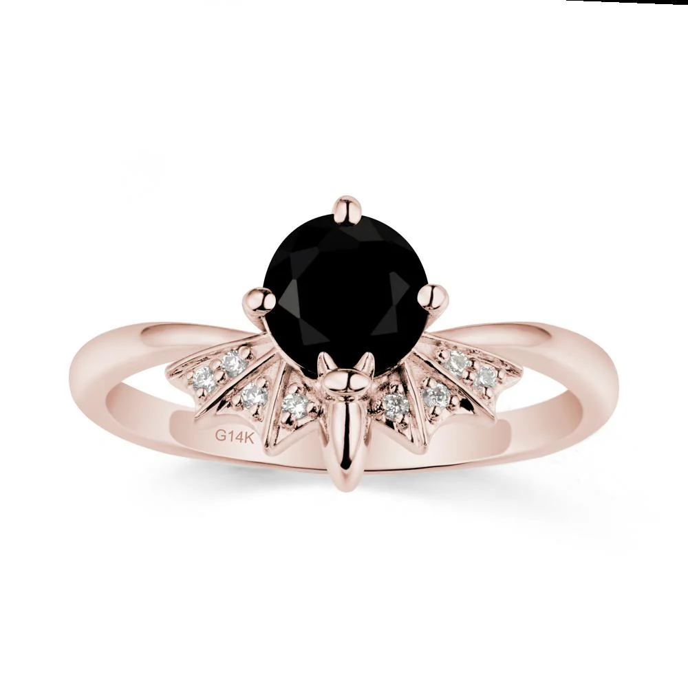 Round Cut Black Spinel Bat Ring - Image 2
