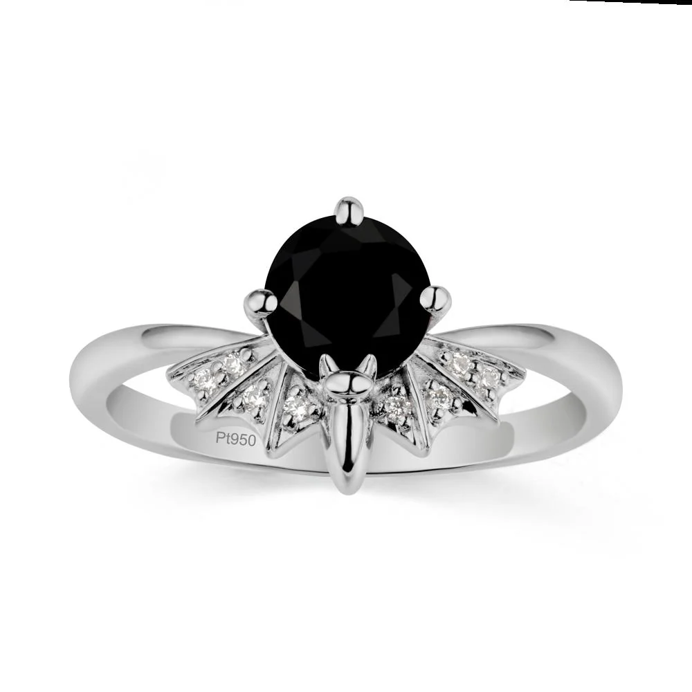 Round Cut Black Spinel Bat Ring - Image 9