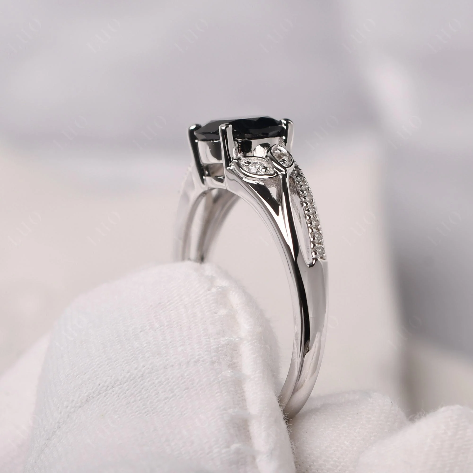Leaf Inspired Black Spinel Engagement Ring - Image 13