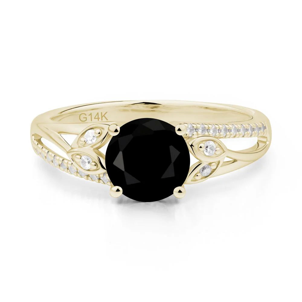 Leaf Inspired Black Spinel Engagement Ring - Image 2