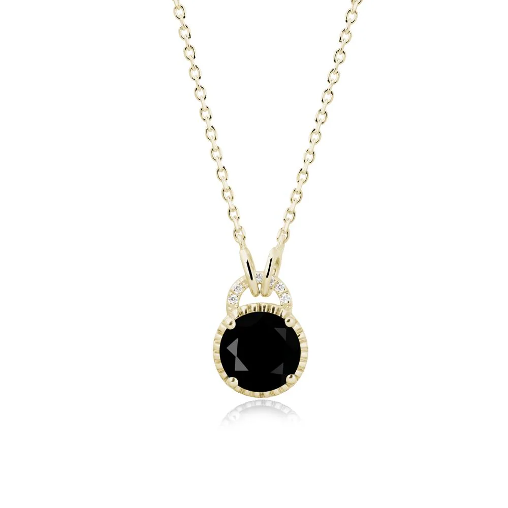 Round Cut Black Spinel Halo Pendant Necklace - Image 4