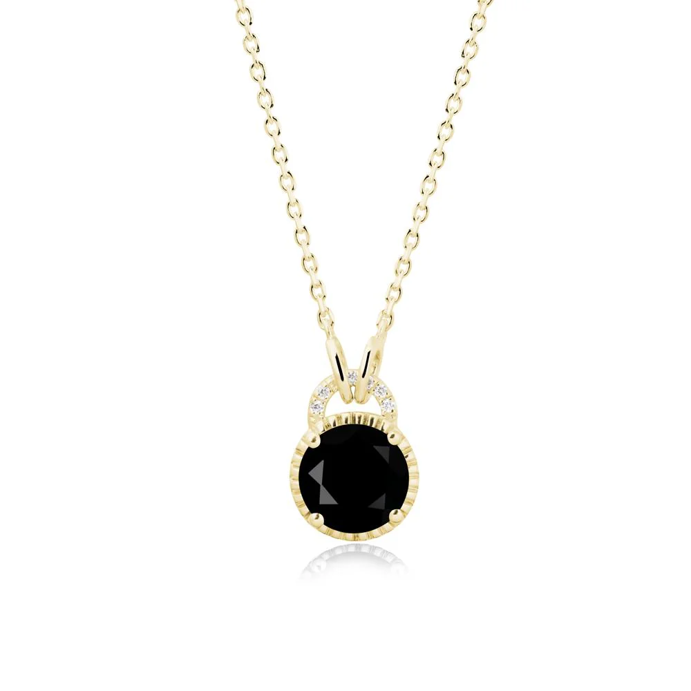 Round Cut Black Spinel Halo Pendant Necklace - Image 7