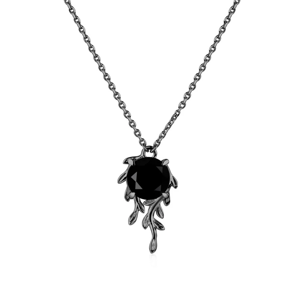 Round Cut Black Spinel Necklace - Image 7