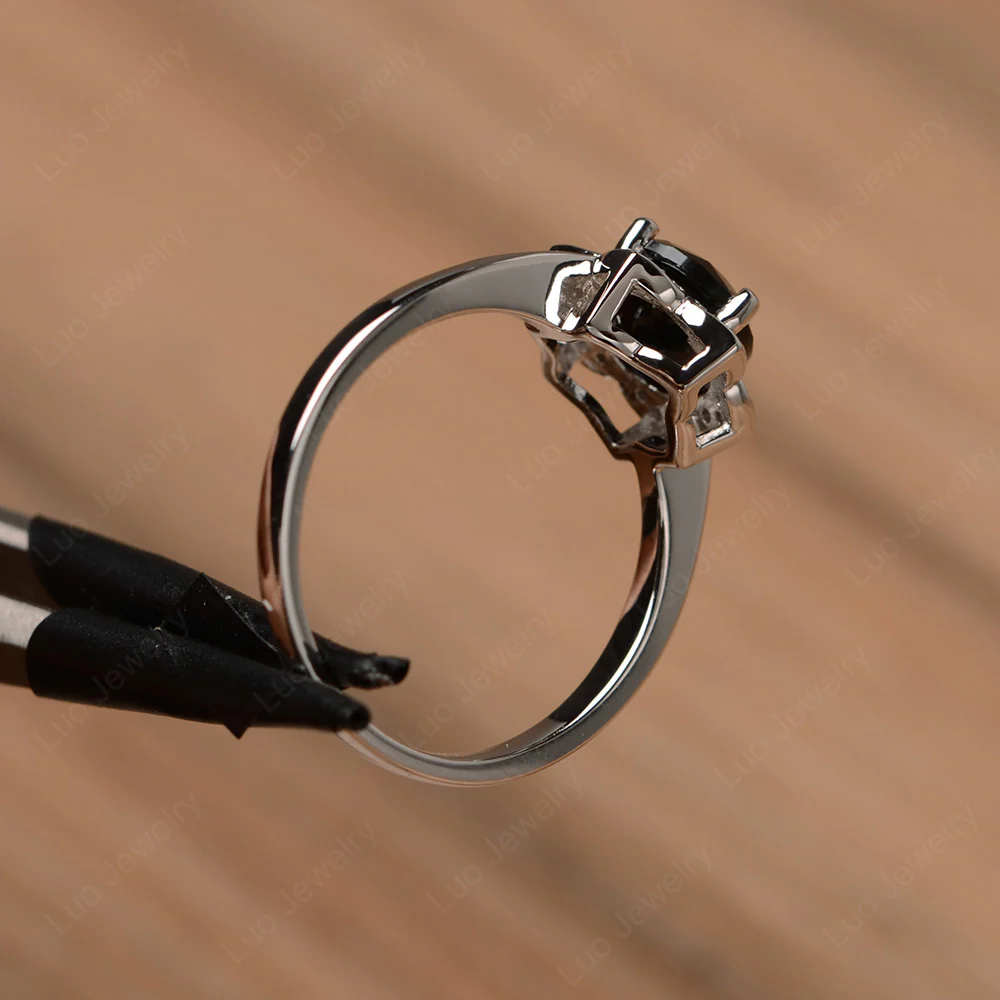 Black Spinel Lotus Flower Ring - Image 3