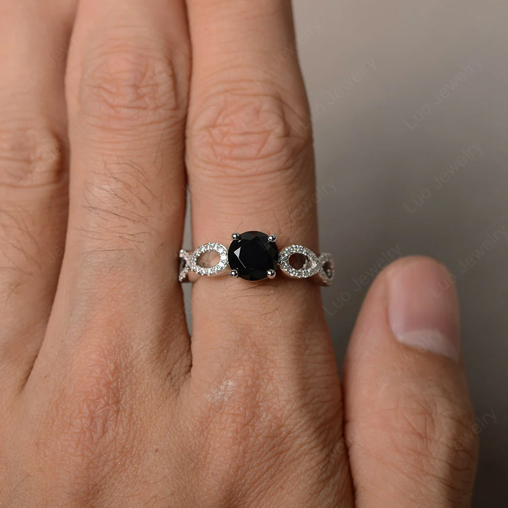 Black Spinel Infinity Promise Rings - Image 3