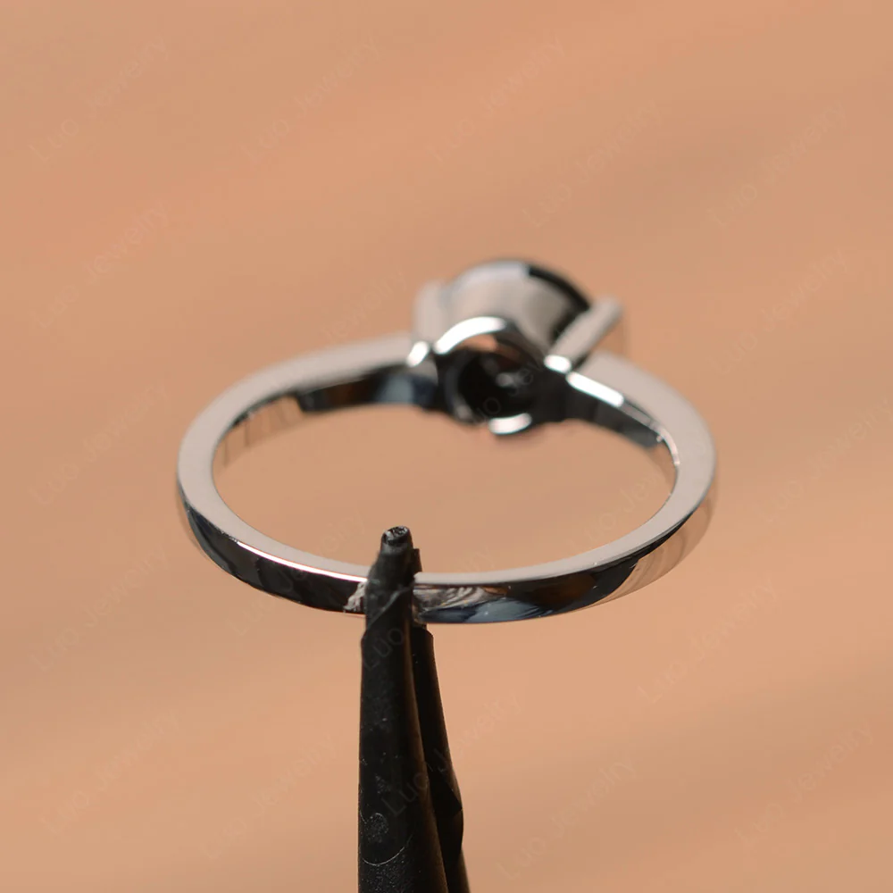 Round Cut Black Spinel Solitaire Bezel Ring - Image 3