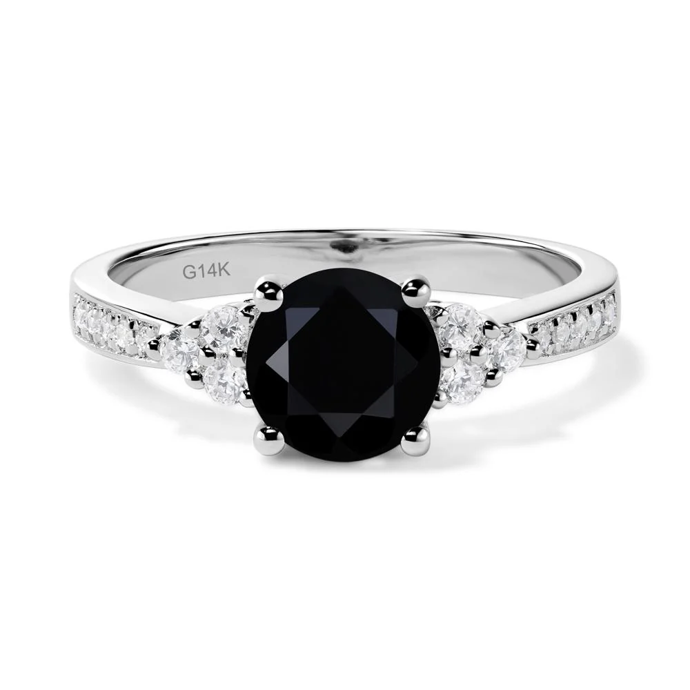 Round Cut Black Spinel Engagement Ring - Image 3