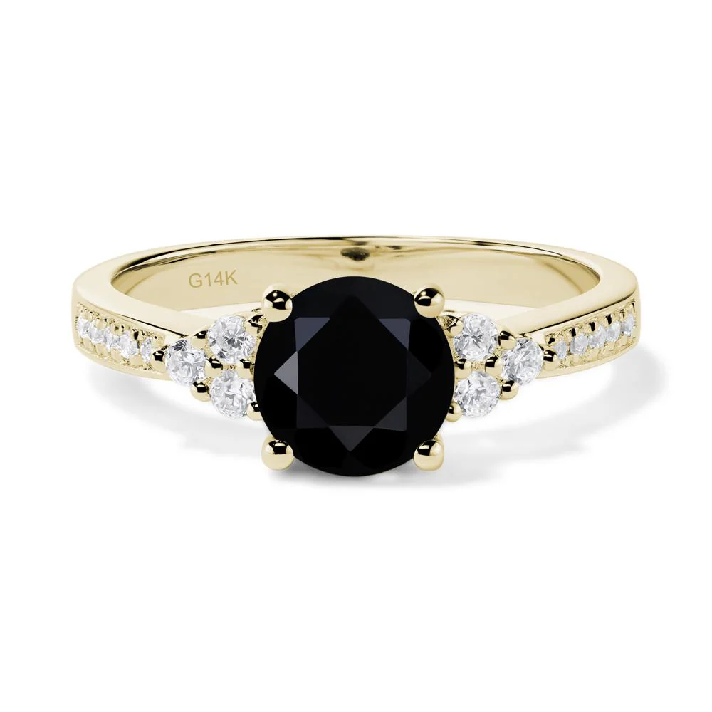 Round Cut Black Spinel Engagement Ring - Image 4