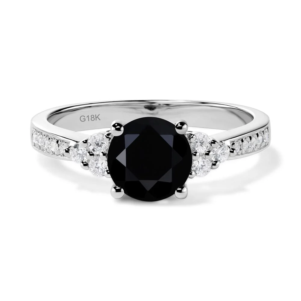 Round Cut Black Spinel Engagement Ring - Image 6