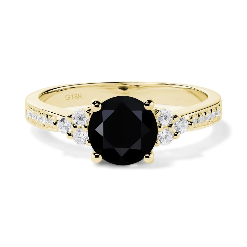 Round Cut Black Spinel Engagement Ring - Image 7