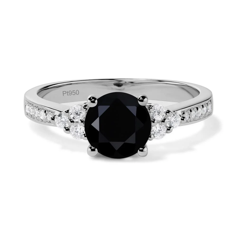 Round Cut Black Spinel Engagement Ring - Image 9