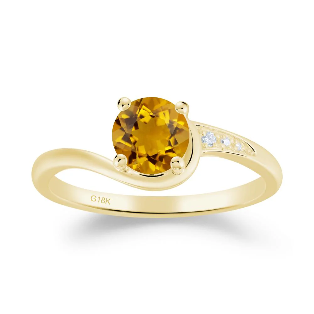 Round Cut Citrine Bypass Ring - Image 2
