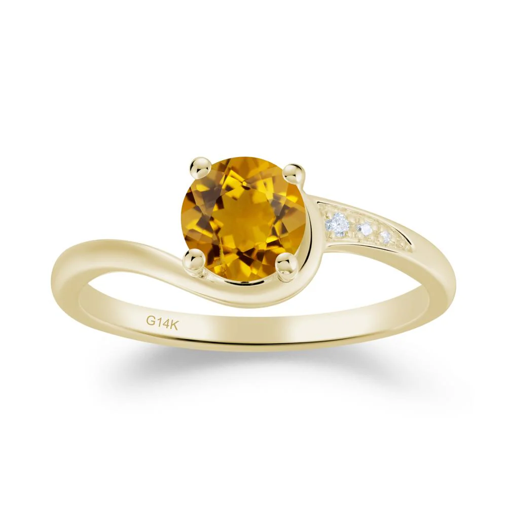 Round Cut Citrine Bypass Ring - Image 5
