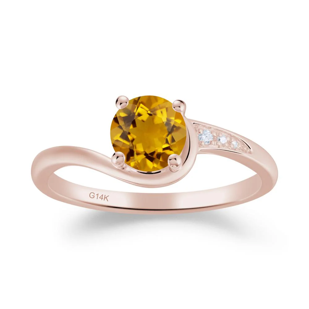 Round Cut Citrine Bypass Ring - Image 8