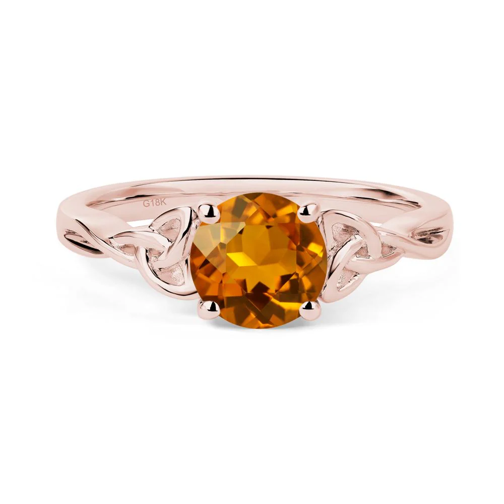 Round Cut Citrine Celtic Ring