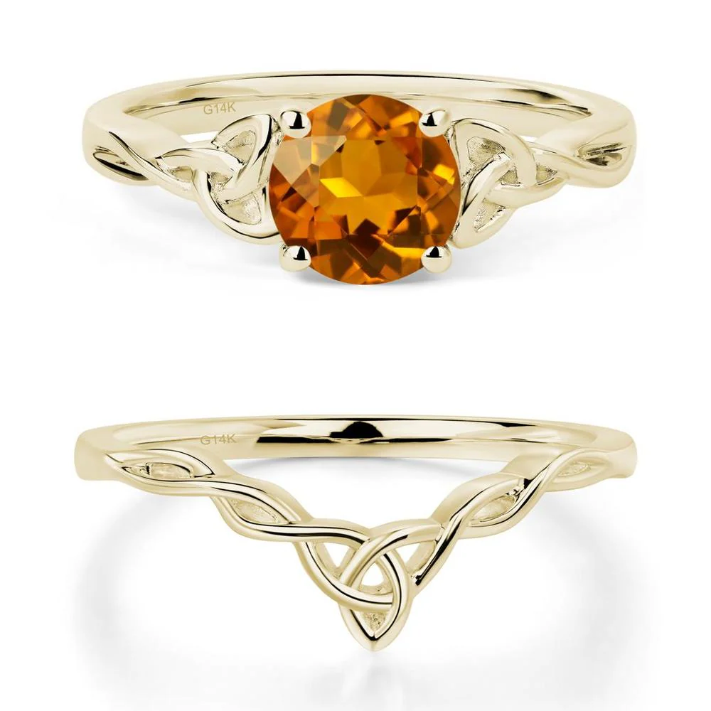 Round Cut Citrine Celtic Ring - Image 15