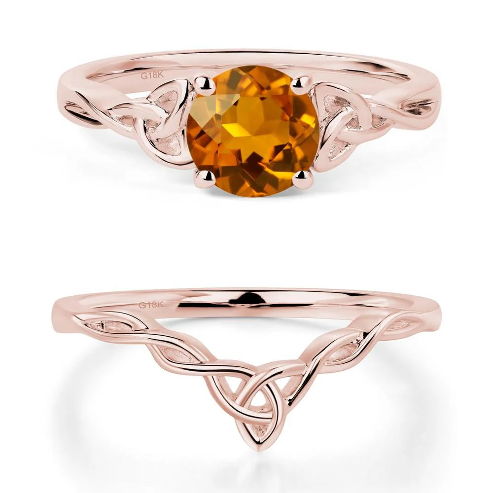 Round Cut Citrine Celtic Ring - Image 17