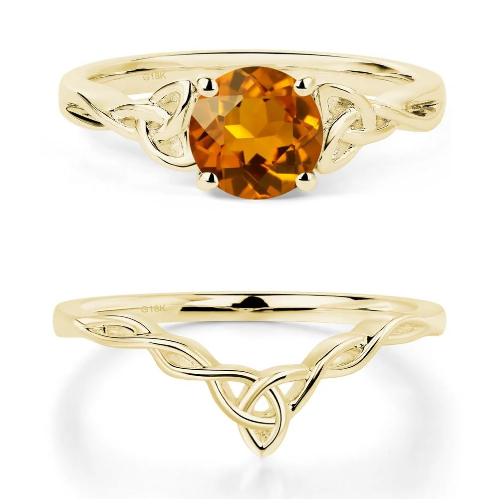 Round Cut Citrine Celtic Ring - Image 21