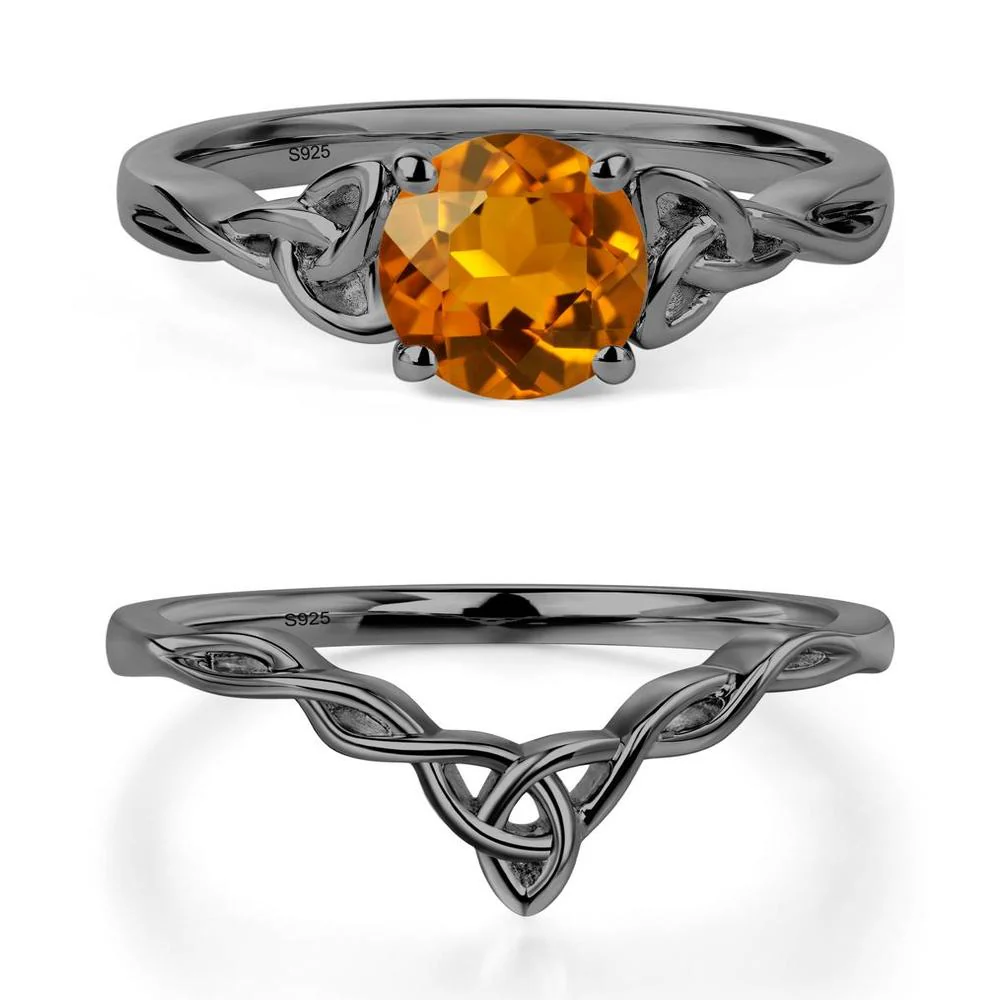 Round Cut Citrine Celtic Ring - Image 23