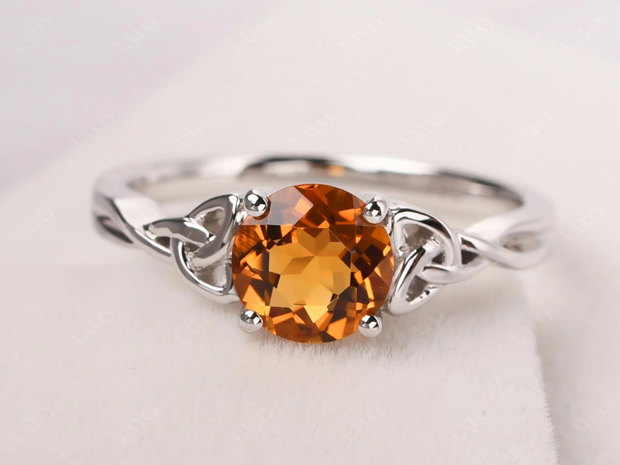 Round Cut Citrine Celtic Ring - Image 29