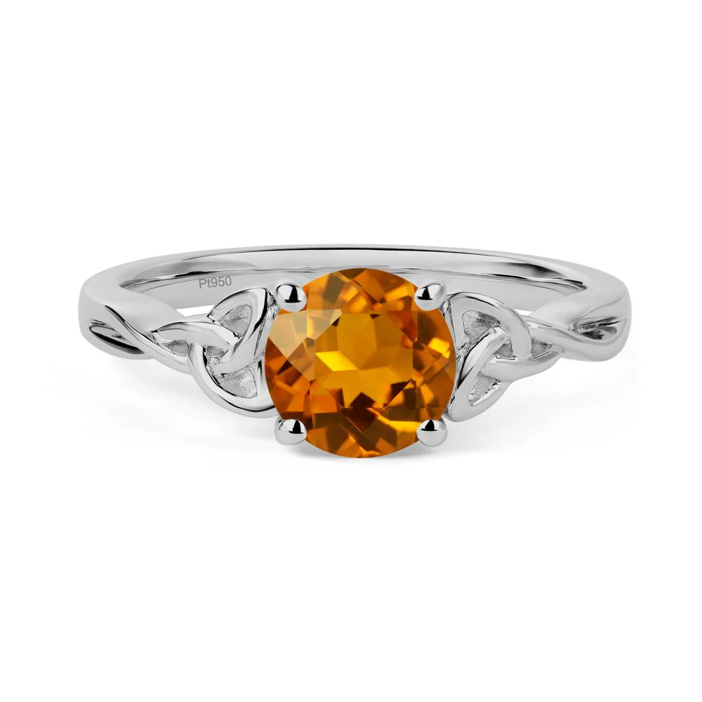 Round Cut Citrine Celtic Ring - Image 3