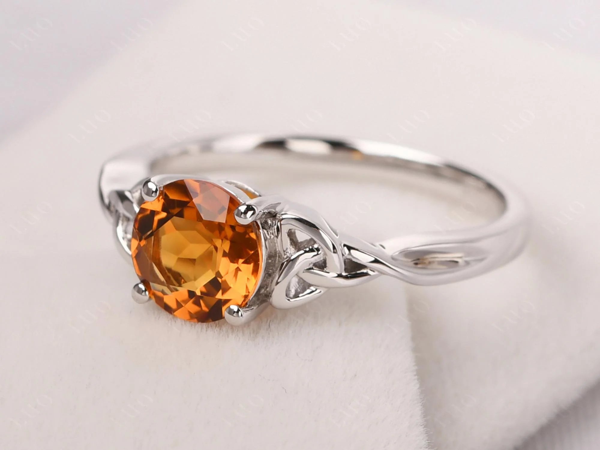 Round Cut Citrine Celtic Ring - Image 30