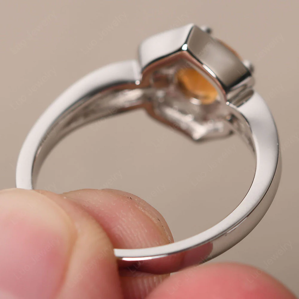 Round Cut Citrine Dainty Engagement Ring - Image 3