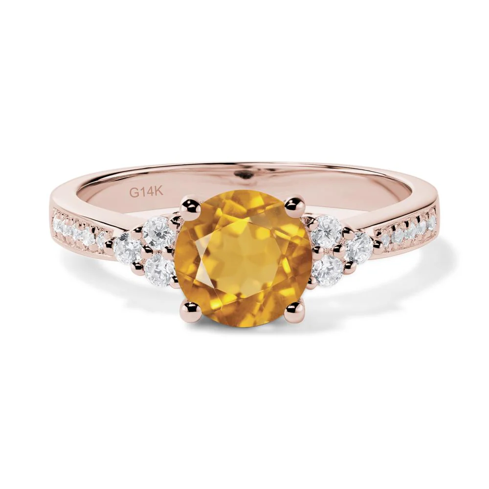 Round Cut Citrine Engagement Ring - Image 5