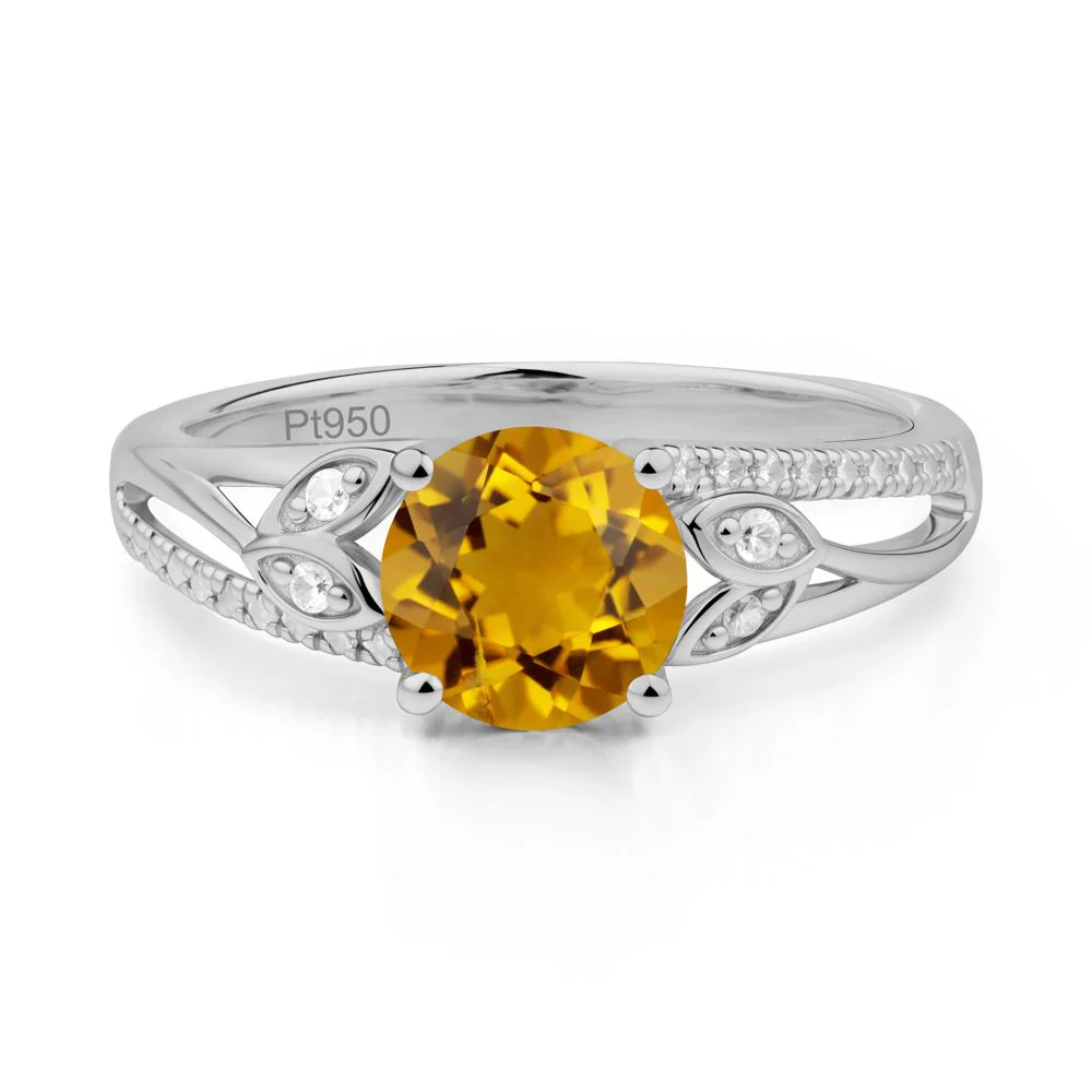 Leaf Inspired Citrine Engagement Ring
