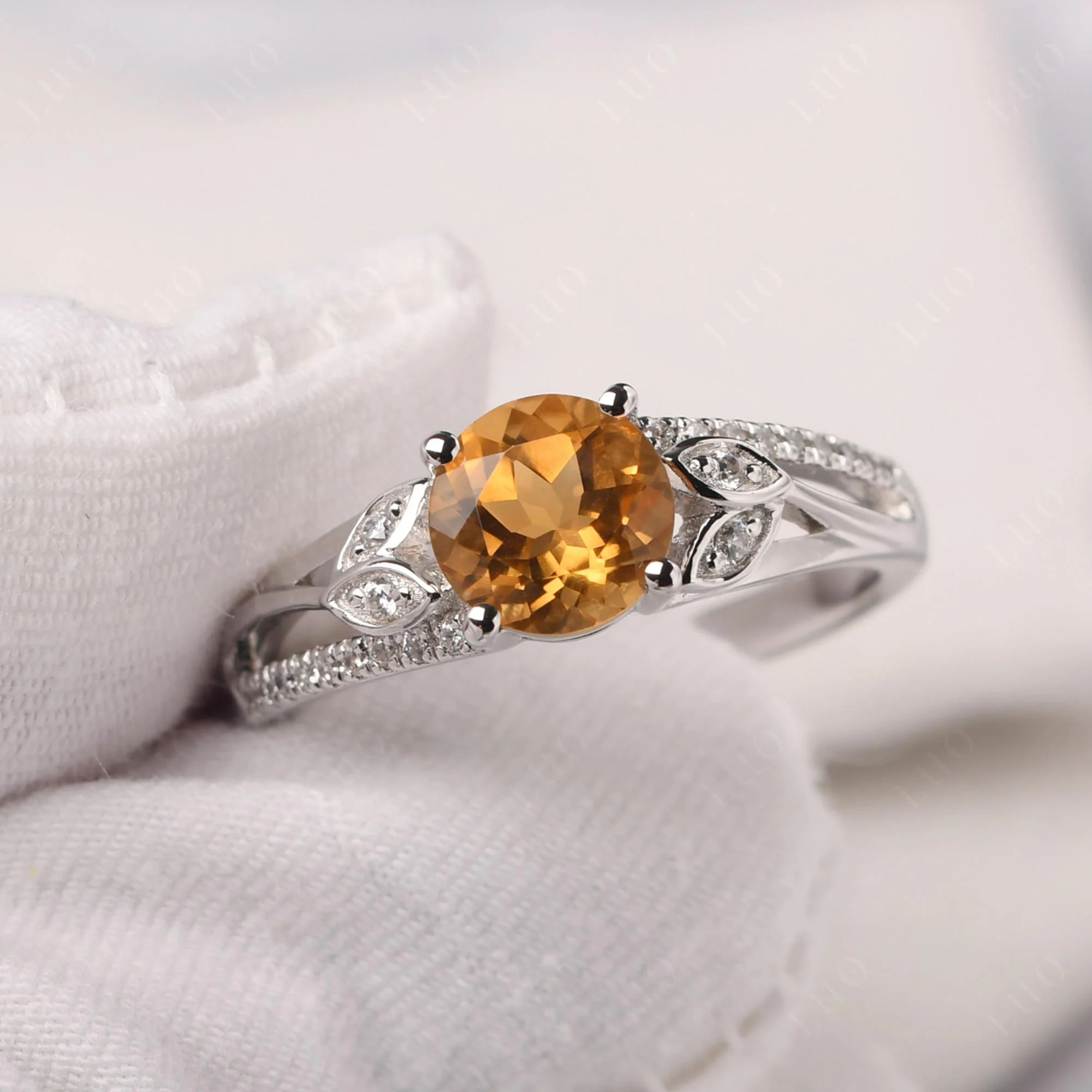 Leaf Inspired Citrine Engagement Ring - Image 10