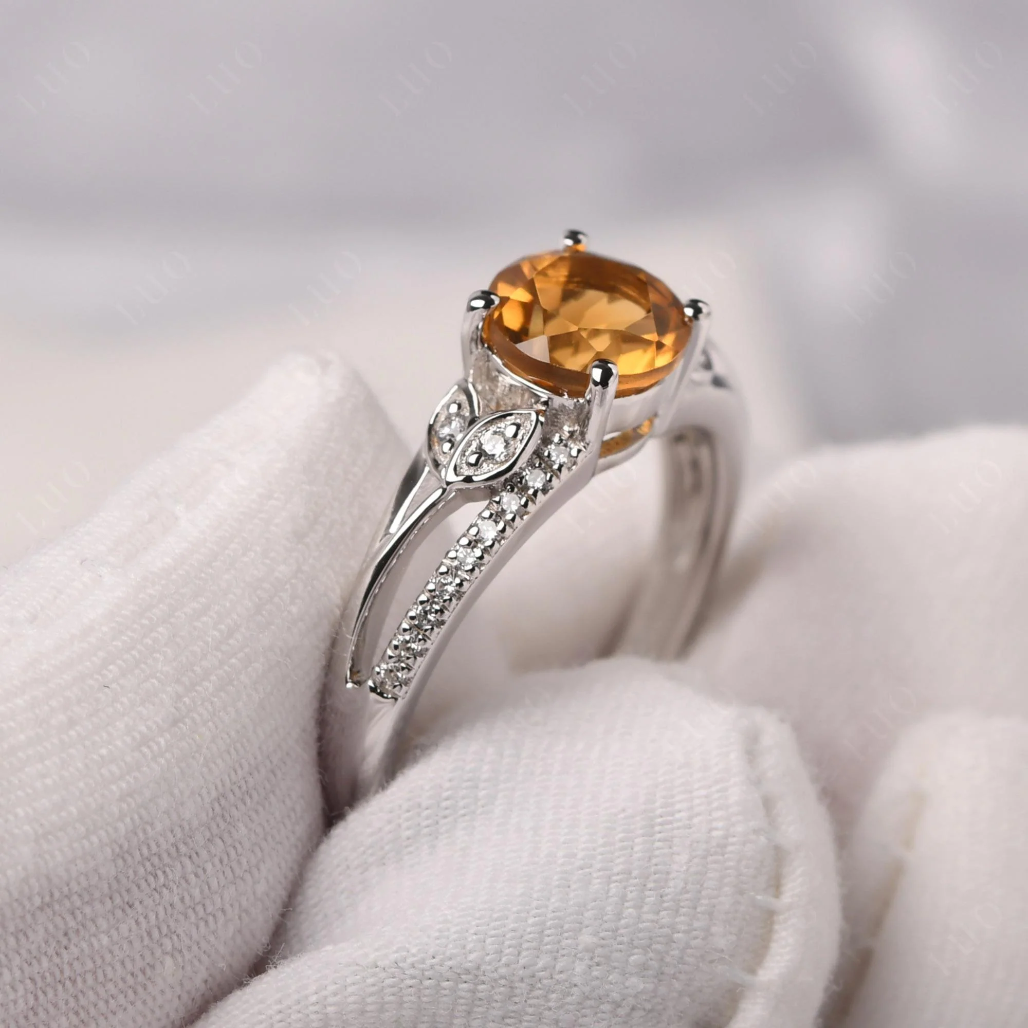 Leaf Inspired Citrine Engagement Ring - Image 11